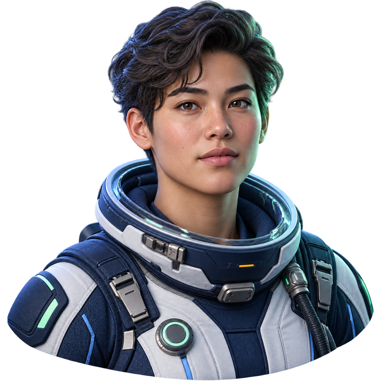 Fictional 3D astronaut profile for the proposed Space Industry ID